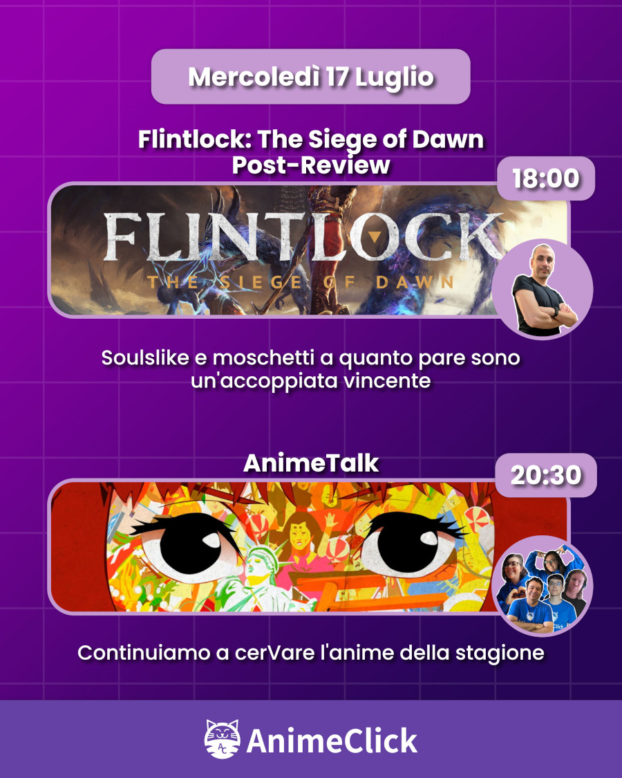 AnimeClick su Twitch: programma dal 15 al 21 luglio AnimeClick su Twitch: programma dal 15 al 21 luglio